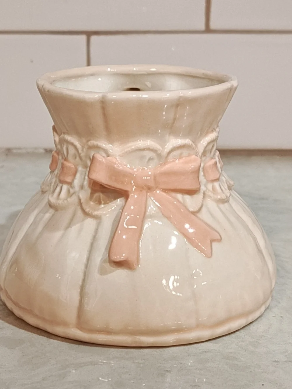 Coquette vintage Pink ceramic bow and ribbon mug